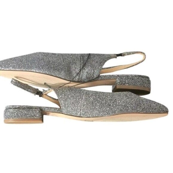 Jessica Simpson  Slingback Flat Women's 7M Silver Glitter Pointed Toe Event - Picture 3 of 7